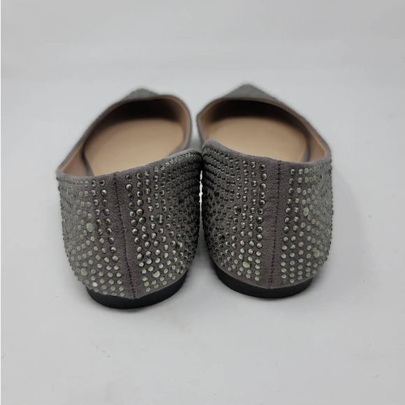 Mossimo D'Orsay Ballet Flats Size 9.5 Pointed Toe Rhinestone Jeweled Shoes Gray - Picture 4 of 6